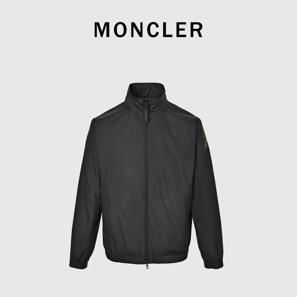 Moncler Sleeve-Patch Stand-Collar Jacket - Black