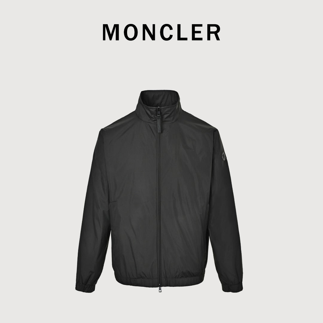 Moncler Sleeve-Patch Stand-Collar Jacket - Black