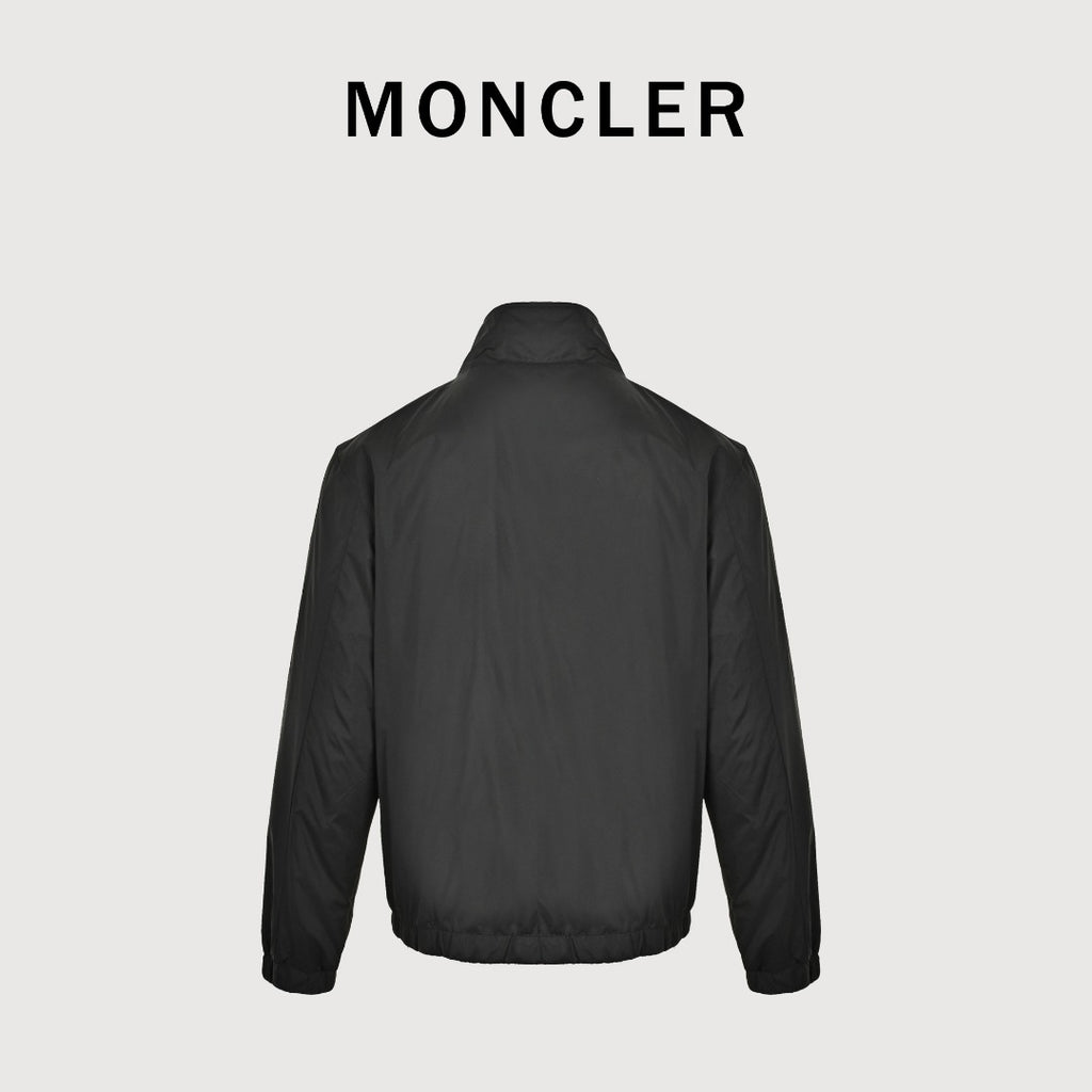 Moncler Sleeve-Patch Stand-Collar Jacket - Black