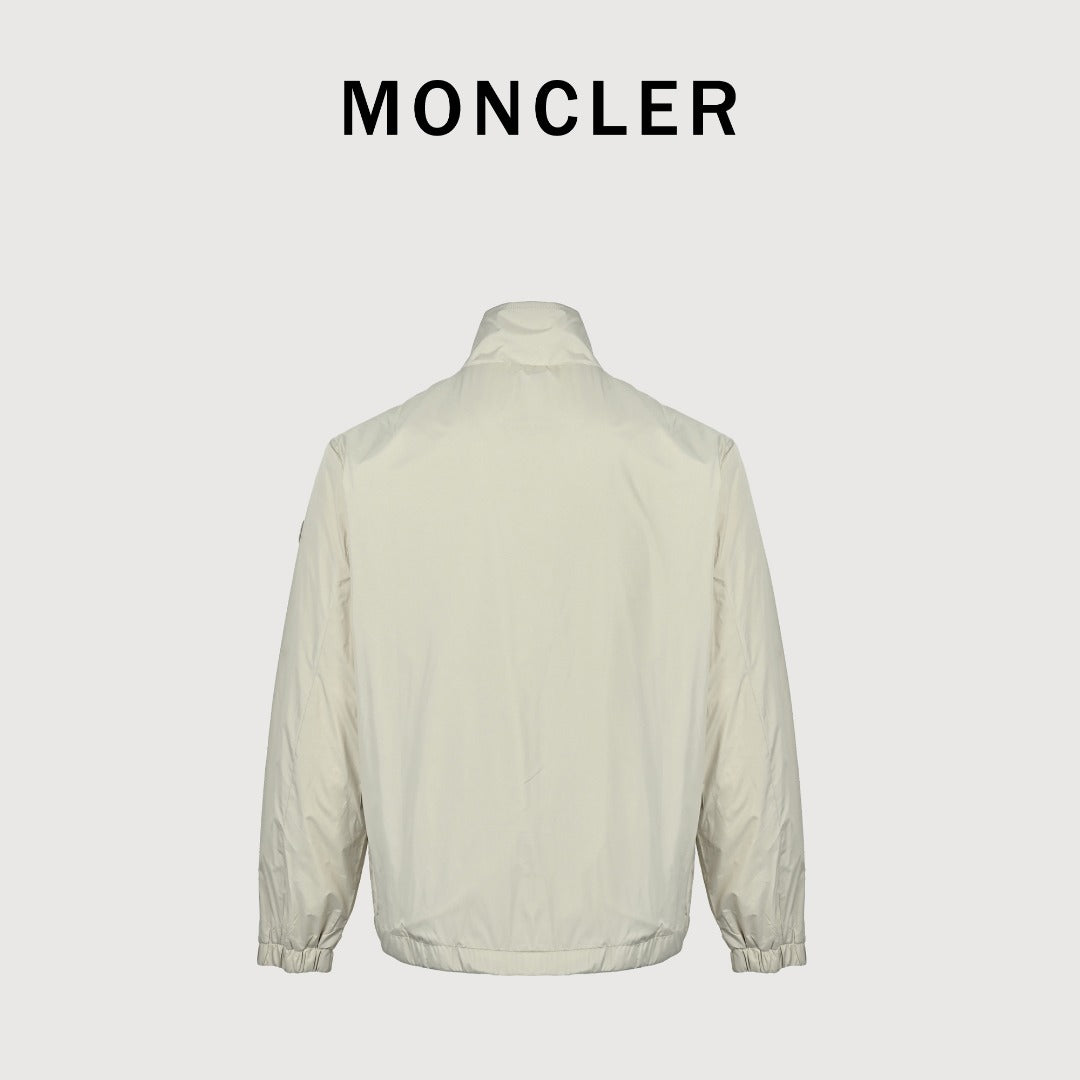 Moncler Sleeve-Patch Stand-Collar Jacket - Ivory