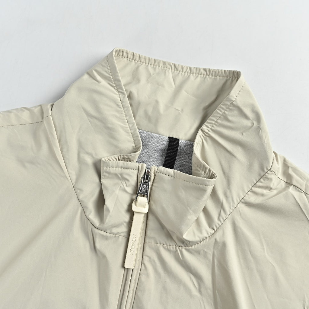Moncler Sleeve-Patch Stand-Collar Jacket - Ivory
