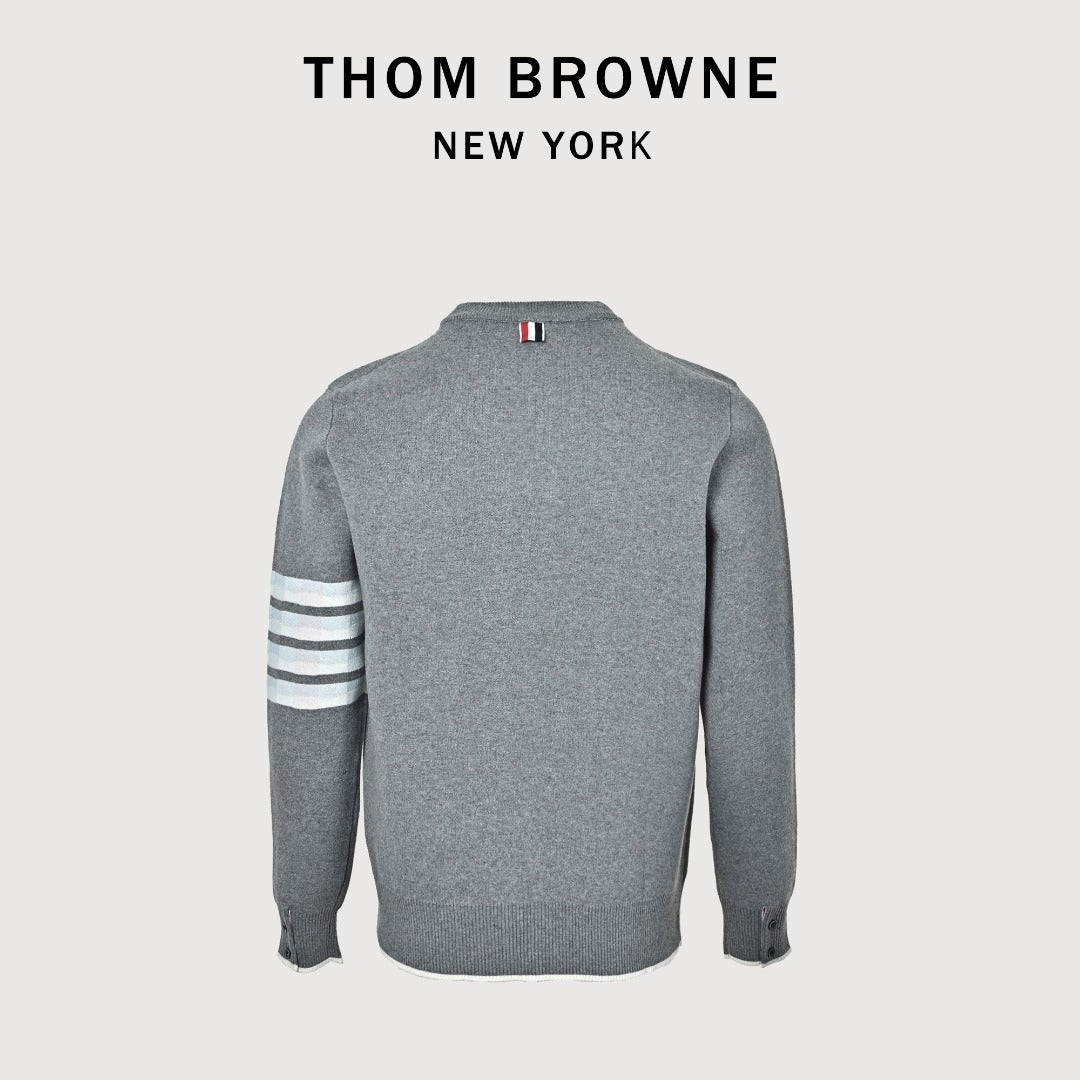 Thom Browne Dog Motif Crewneck Sweater - Light Gray