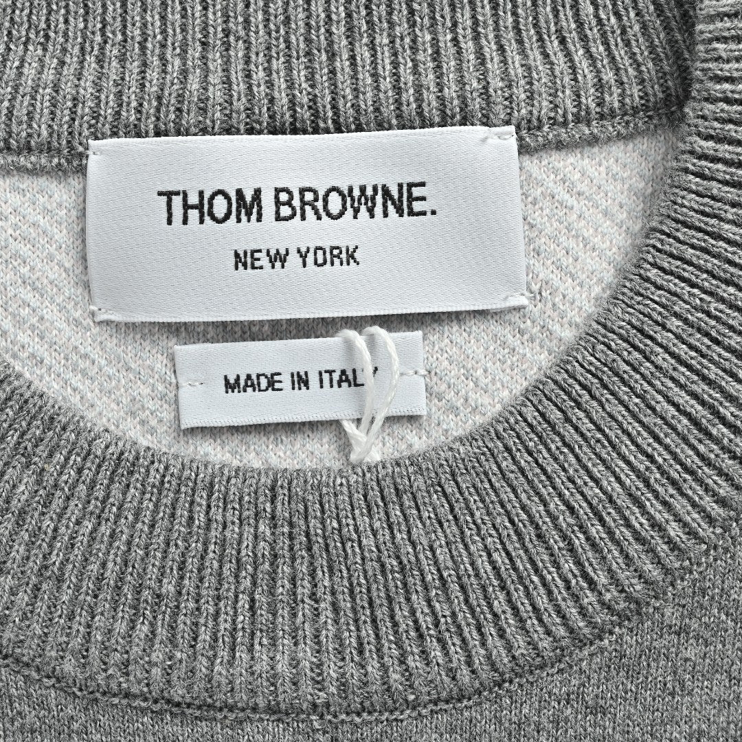 Thom Browne Dog Motif Crewneck Sweater - Light Gray